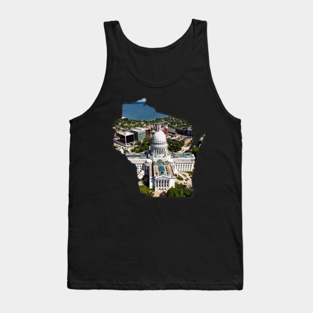 Wisconsin State Outline (Madison) Tank Top by gorff